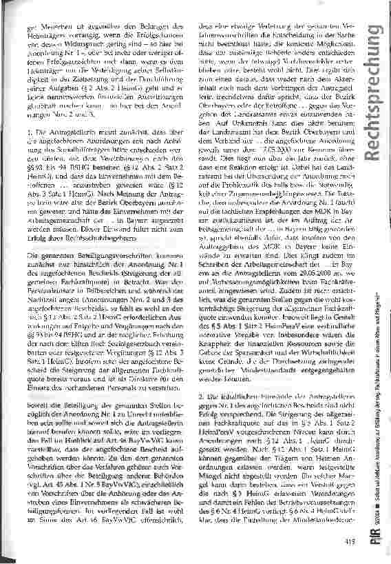 Vorschauseite 3: Sofort vollziehbare Anordnung zur Erfüllung der sog. Fachkraftquote in einem Altenund Pflegeheim