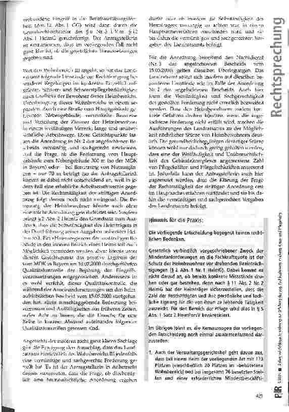 Vorschauseite 5: Sofort vollziehbare Anordnung zur Erfüllung der sog. Fachkraftquote in einem Altenund Pflegeheim