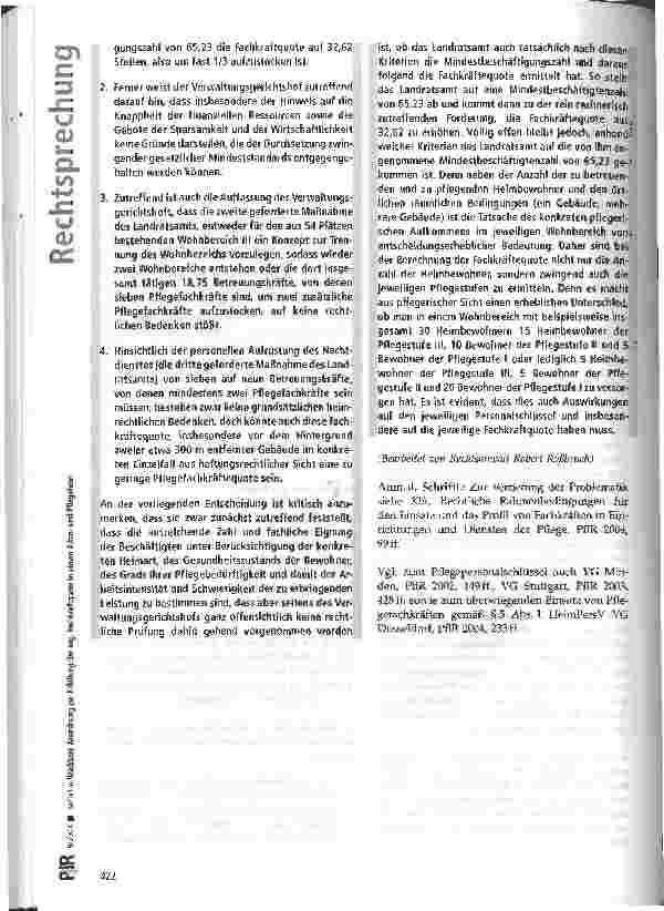 Vorschauseite 6: Sofort vollziehbare Anordnung zur Erfüllung der sog. Fachkraftquote in einem Altenund Pflegeheim