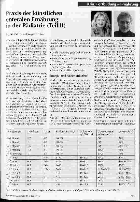Vorschauseite 1: Praxis der künstlichen enteralen Ernährung in der Pädiatrie (Teil II)