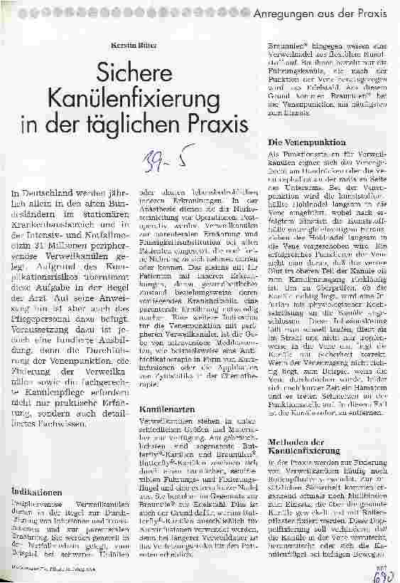 Vorschauseite 1: Sichere Kanülenfixierung in der täglichen Praxis