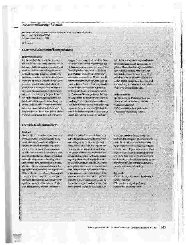 Vorschauseite 3: Chemische Lebensmittel kontaminanten