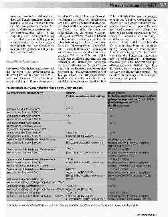 Vorschauseite 3: Das GKV-Reformmodell der Unionsparteien -Kompromiss auf schwankendem Boden