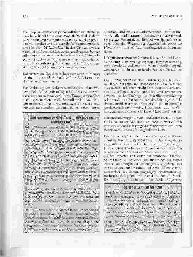 Vorschauseite 4: Off-Label-use Verschärfte Haftung im Zusammenhang mit der Verordnung von Arzneimitteln, die außerhalb ihres arzneimittelrechtlich zugelassenen Anwendungsbereichs verabreicht werden