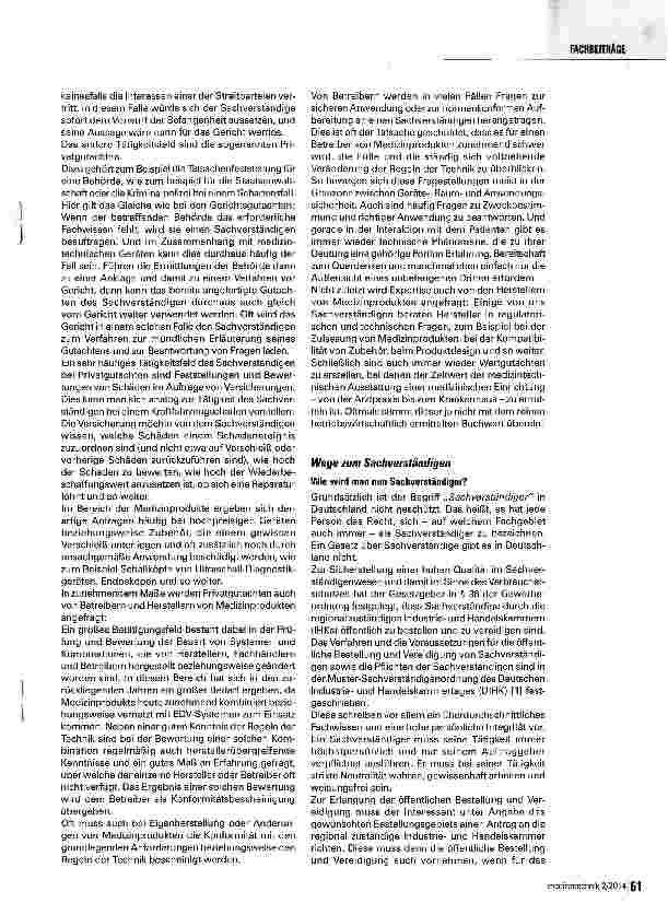Vorschauseite 2: Sachverständiger in der Medizintechnik
