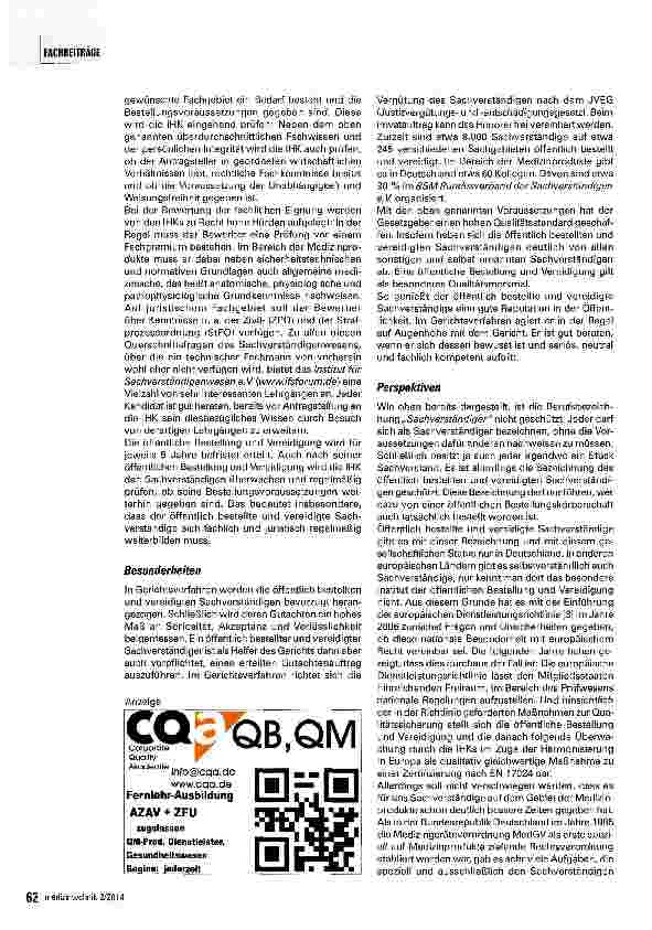 Vorschauseite 3: Sachverständiger in der Medizintechnik