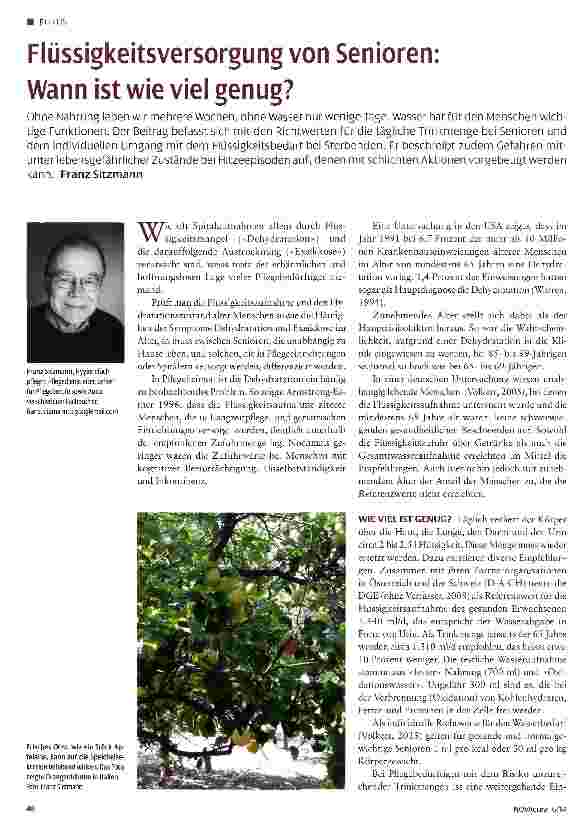 Vorschauseite 1: Flüssigkeitsversorgung von Senioren: Wann ist wie viel genug?