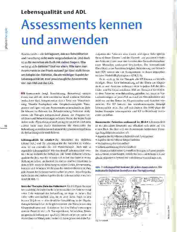 Vorschauseite 1: Lebensqualität und ADL Assessments kennen und anwenden