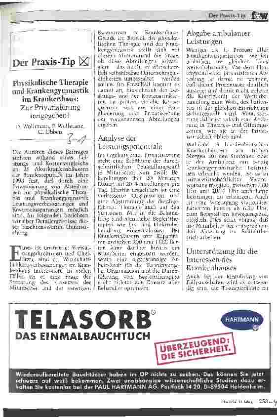 Vorschauseite 1: Physikalische Therapie und Krankengymnastik im Krankenhaus: Zur Privatisierung freigegeben? Praxis-Tip