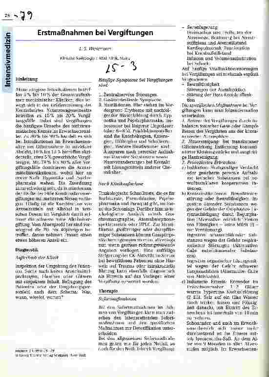 Vorschauseite 1: Erstmaßnahmen bei Vergiftungen