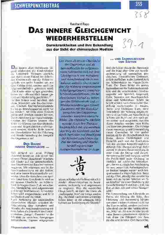Vorschauseite 1: Das innere Gleichgewicht wiederherstellen Darmkrankheiten und ihre Behandlung aus der Sicht der chinesischen Medizin