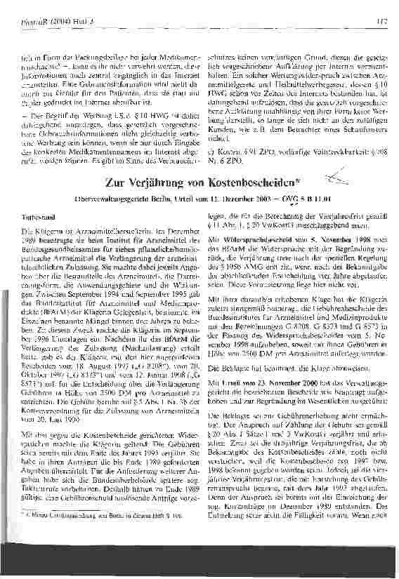 Vorschauseite 4: Die Wiedergabe einer Gebrauchsinformation im nicht passwortgeschützten Teil der Homepage eines Pharmaunternehmens ist zulässig und somit nicht als Verstoß gegen § 10 Abs. 1 HWG an…
