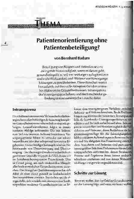 Vorschauseite 1: Patientenorientierung ohne Patientenbeteiligung?