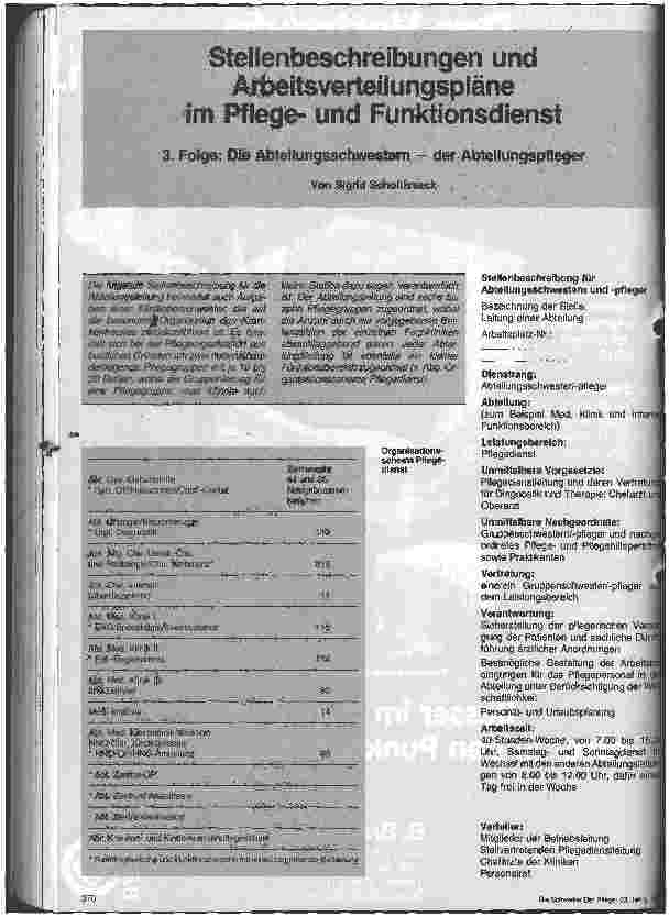 Vorschauseite 1: Stellenbeschreibung und Arbeitsverteilungspläne im Pflege und Funktionsdienst