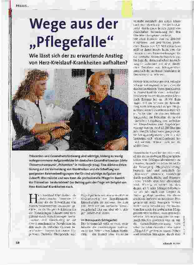 Vorschauseite 1: Wege aus der PflegefalleWie lässt sich der zu erwartende Anstieg von Herz-Kreislauf-Krankheiten aufhalten?