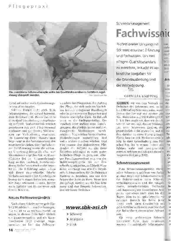 Vorschauseite 1: Fachwissen nicht dem Zufall überlassen Schmerzmanagement