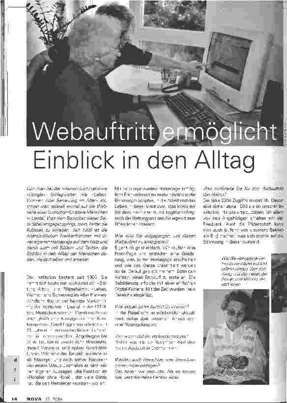 Vorschauseite 1: Werbeauftritt ermöglicht Einblick in den Alltag