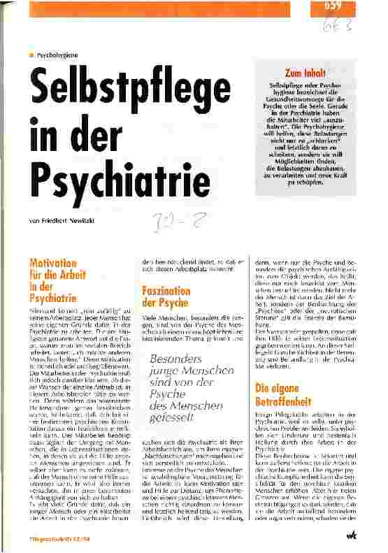 Vorschauseite 1: Selbstpflege in der Psychiatrie
