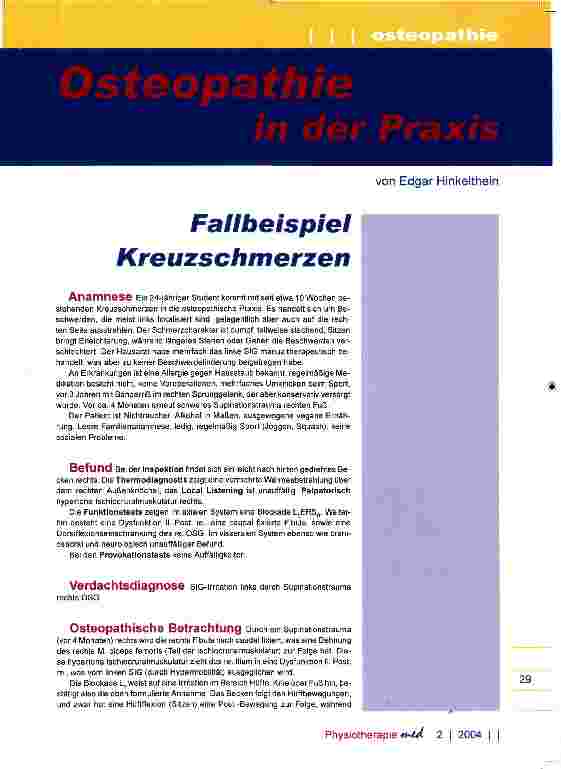 Vorschauseite 1: Fallbeispiel Kreuzschmerzen