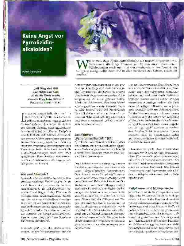 Vorschauseite 1: Keine Angst vor Pyrrolizidin-alkaloiden?