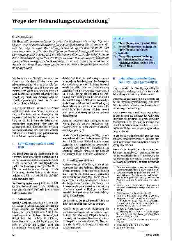 Vorschauseite 1: Wege der Behandlungsentscheidung