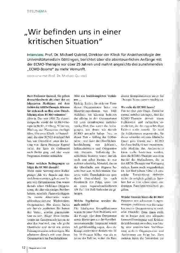Vorschauseite 1: Wir befinden uns in einer kritischen Situation