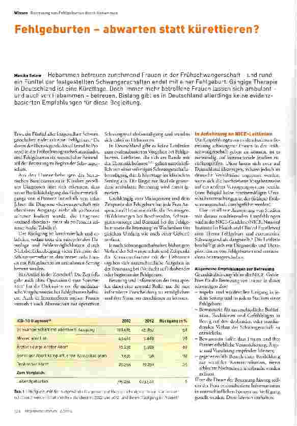 Vorschauseite 1: Fehlgeburten - abwarten statt kürettieren?