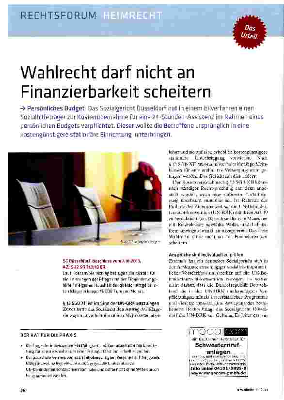 Vorschauseite 1: Wahlrecht darf nicht an Finanzierbarkeit scheitern