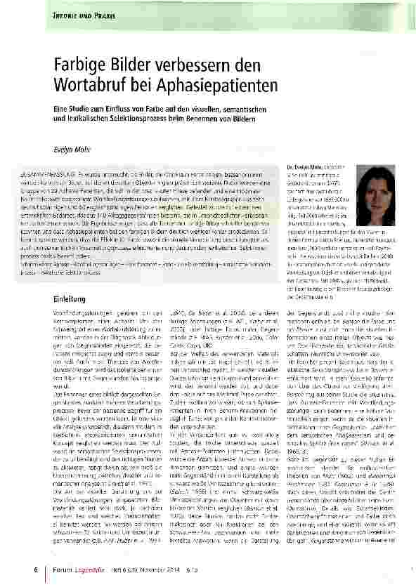 Vorschauseite 1: Farbige Bilder verbessern den Wortabruf bei Aphasiepatienten