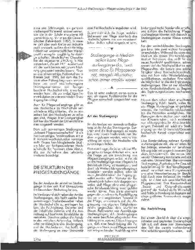 Vorschauseite 3: Pflegestudiengänge in der BRD