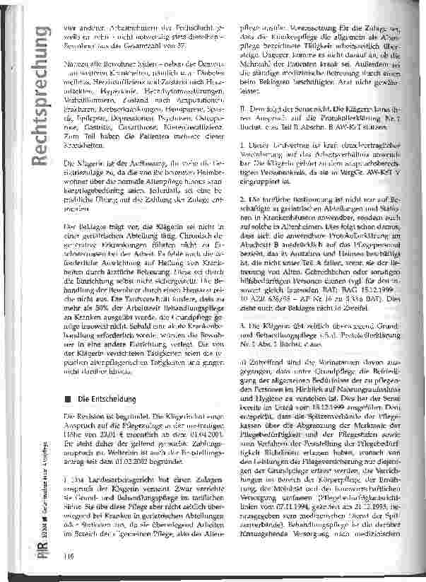 Vorschauseite 2: Geriatriezulage in der Altenpflege BAG, Urteil vom 19.11.2003