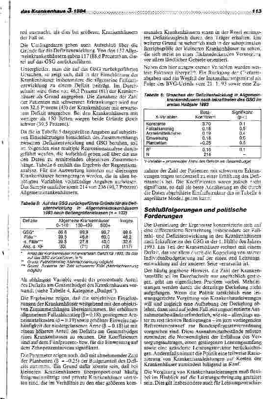 Vorschauseite 4: Auswirkungen des GSG im Krankenhausbereich Ergebnisse der DKG-Herbstumfrage 1993
