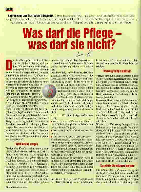 Vorschauseite 1: Was darf die Pflege - was darf sie nicht? Abgrenzung zur ärztlichen Tätigkeit