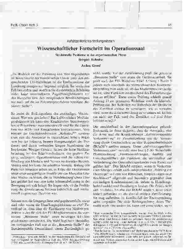 Vorschauseite 1: Wissenschaftlicher Fortschritt im OperationssaalStrukturelle Probleme in der experimentellen Phase