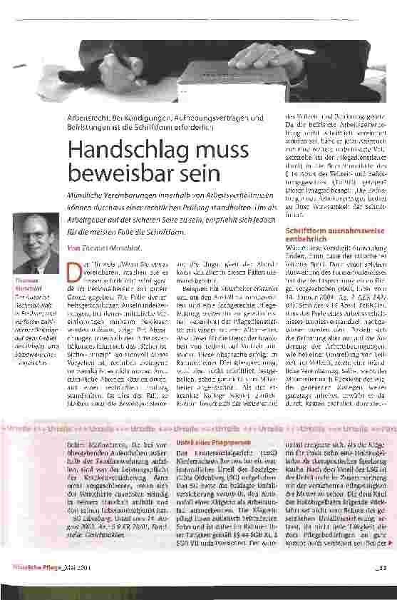 Vorschauseite 1: Handschlag muss beweisbar sein