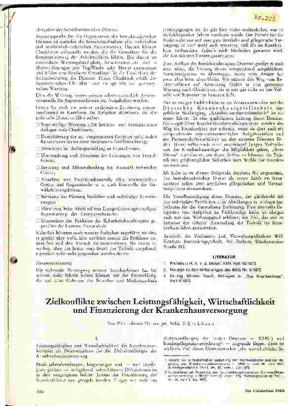 Vorschauseite 1: Zielkonflikte zwischen Leistungsfähigkeit, Wirtschaftlichkeit und Finanzierung der Krankenhausversorgung