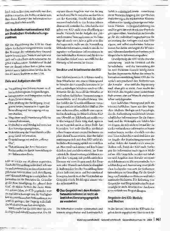 Vorschauseite 5: Die Bedeutung von Information für Krebspatienten und Erfahrungen aus der Arbeit des Krebsinformationsdienstes in Heidelberg
