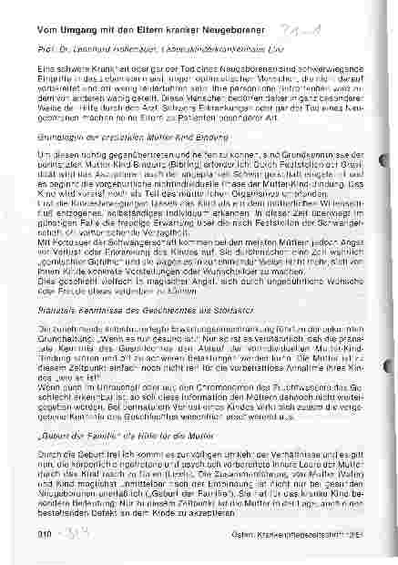 Vorschauseite 1: Vom Umgang mit den Eltern kranker Neugeborener