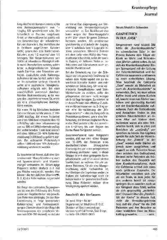 Vorschauseite 5: Effekte einer präoperativen parenteralen Ernährung