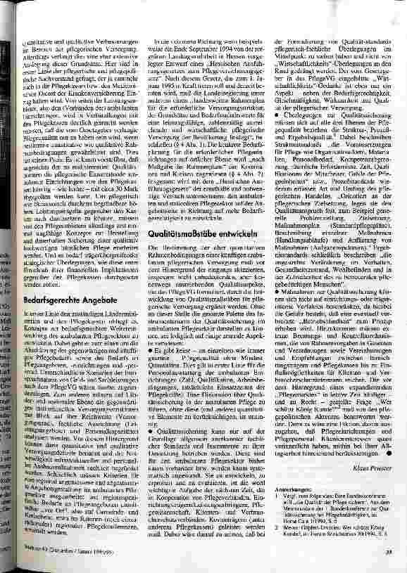 Vorschauseite 3: Neue Maßstäbe Wie Bedarfsgerechtigkeit und Qualitätssicherung in der ambulanten Pflege verwirklicht werden sollen