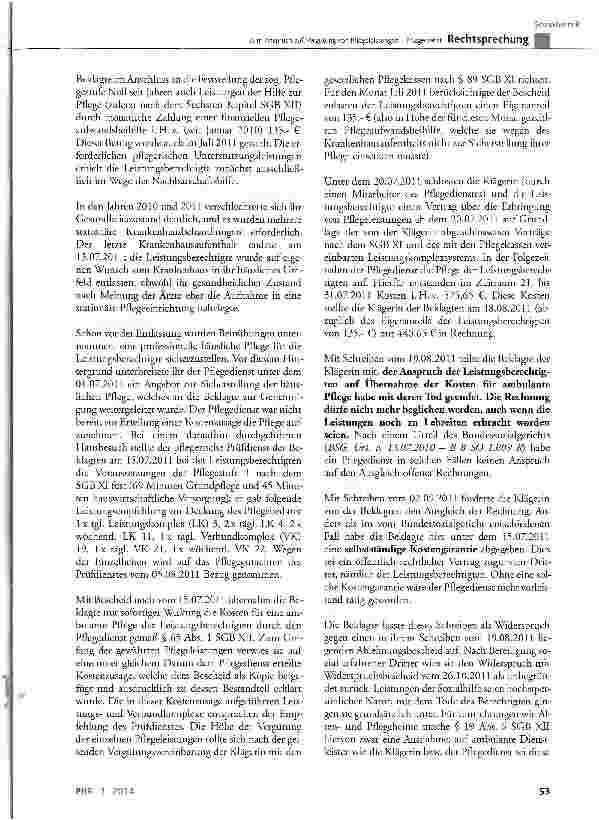 Vorschauseite 3: Zum Anspruch auf Vergütung von Pflegeleistungen -Pflegedienst