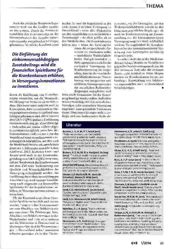 Vorschauseite 5: Die Weiterentwicklung der Wettbewerbsordnung in der Gesetzlichen Krankenversicherung -Vorbild Niederlande?