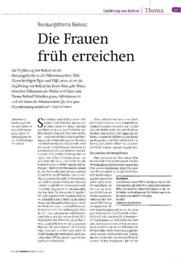 Vorschauseite 1: Die Frauen früh erreichen