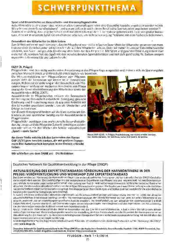 Vorschauseite 4: SPORTALS UNTERRICHTSFACH AN GESUNDHEITSUND KRANKENPFLEGESCHULEN? Ja klar!