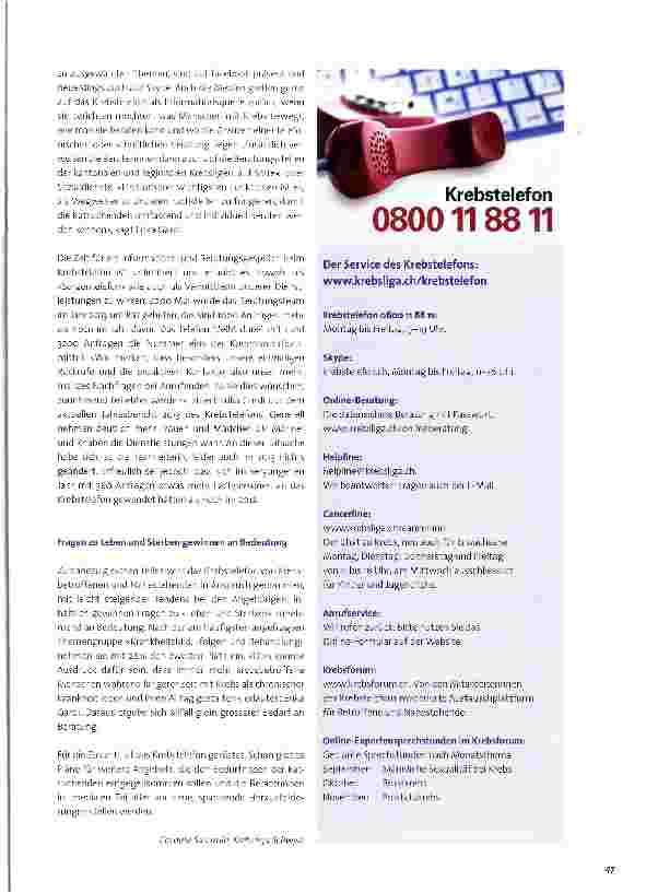 Vorschauseite 2: Das Krebstelefon - weit mehr als ein telefonisches Angebot