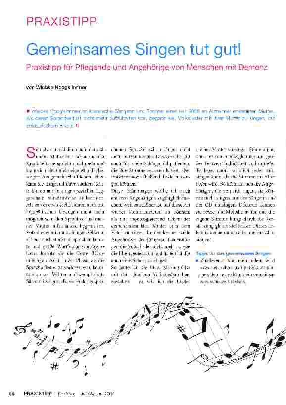 Vorschauseite 1: Gemeinsames Singen tut gut!