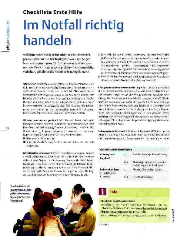 Vorschauseite 1: Checkliste Erste HilfeIm Notfall richtig handeln