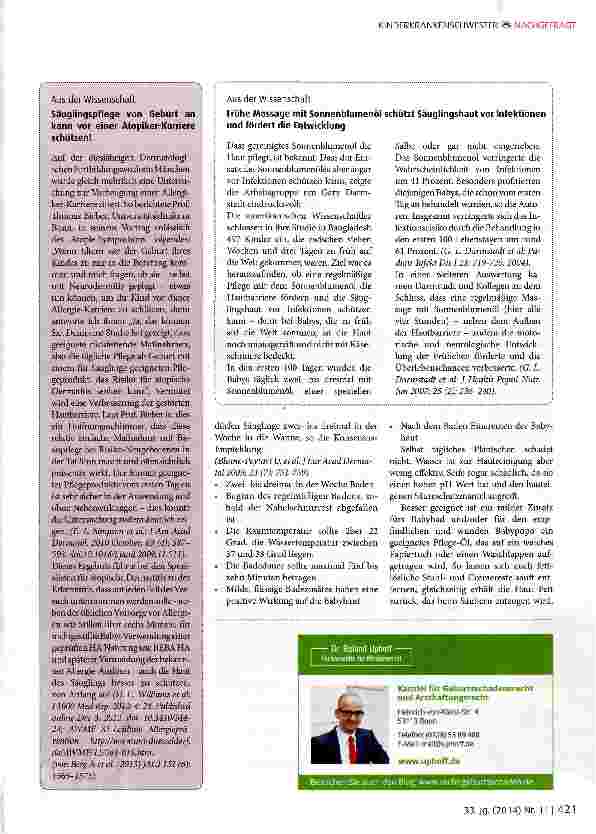 Vorschauseite 2: Braucht die Säuglingshaut Pflege? Ein Update