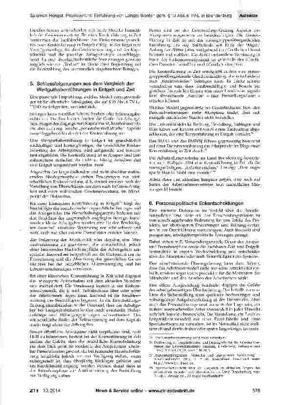 Vorschauseite 5: Praxisbericht: Einführung von Langzeitkonten gem. §10 Abs. 6 TV-L in Brandenburg