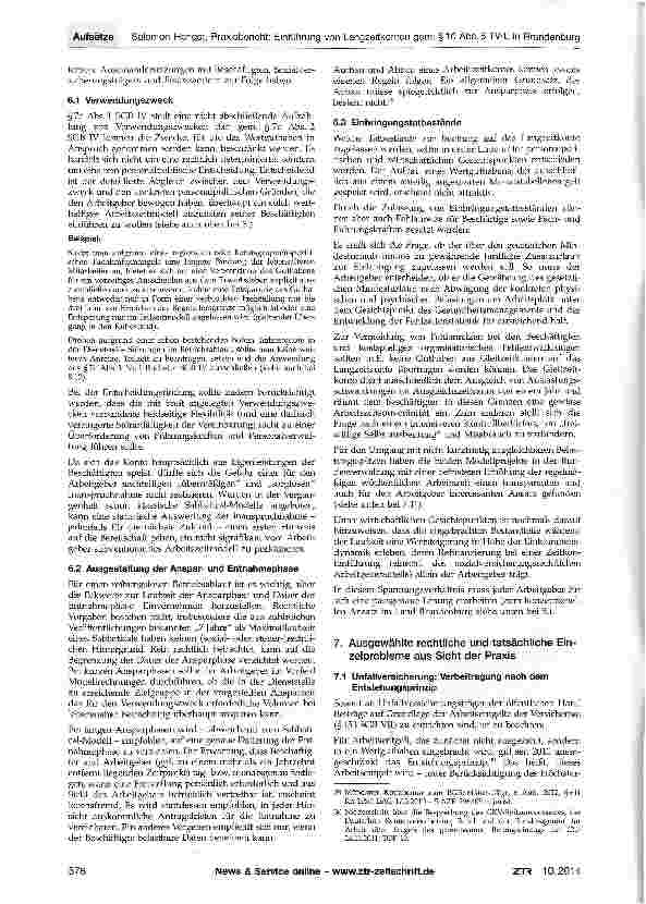 Vorschauseite 6: Praxisbericht: Einführung von Langzeitkonten gem. §10 Abs. 6 TV-L in Brandenburg